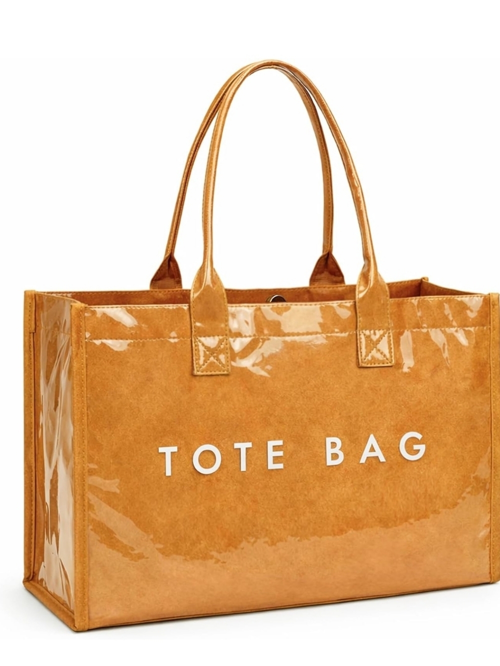 Classic Tan Tote Bag with Gloss Finish